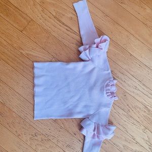 Janie and Jack baby pink ribbed sweater with ruffle detail on sleeve